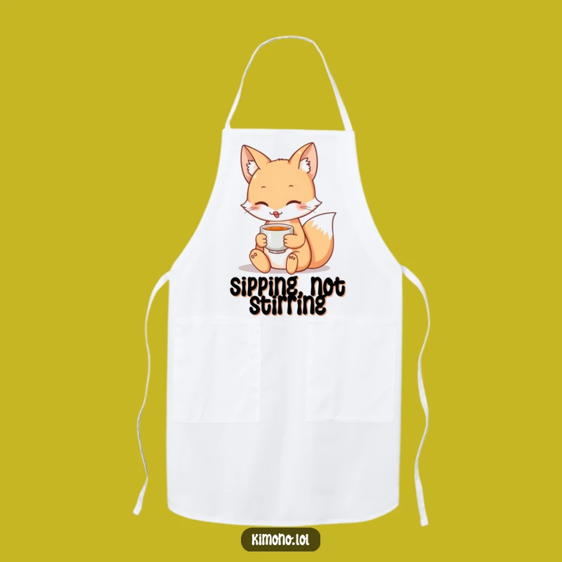 Funny Fox Tea Kitchen Apron: Whimsical Chef Gift for Tea Lovers