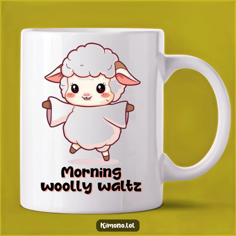 Funny Sheep Twirling Sleeve Mug: Whimsical Dance Party Gift!
