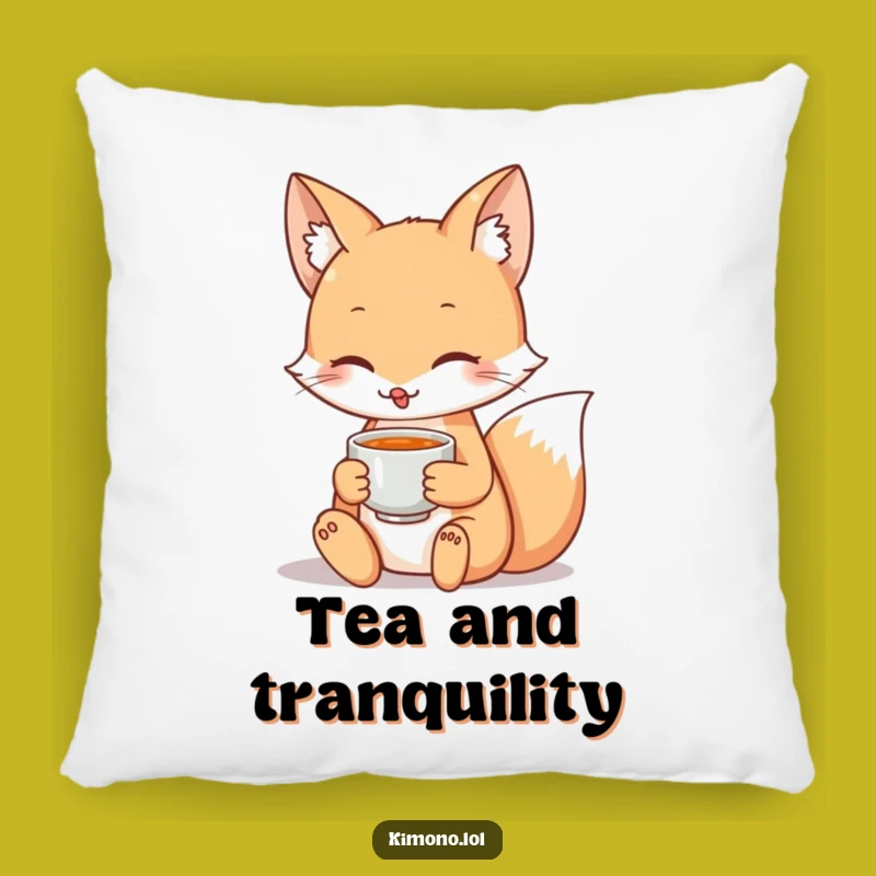 Funny Fox Tea Pillow: Cozy Accent Pillow for Relaxation Gift