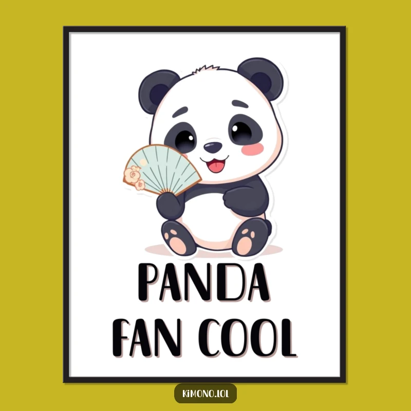 Funny Panda Fan Digital Art Print: Instant Cool & Calm!