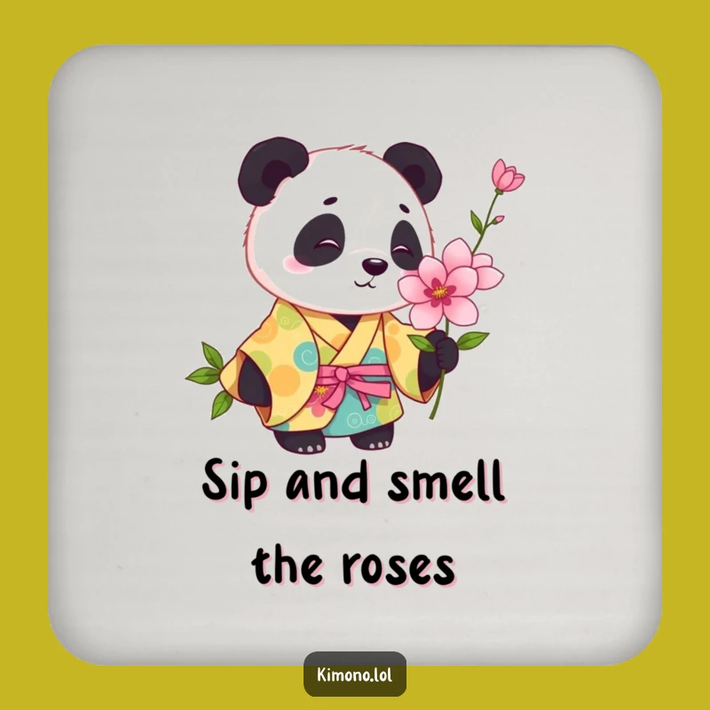 Funny Panda Kimono Coaster: Playful Protection, Humorous Gift