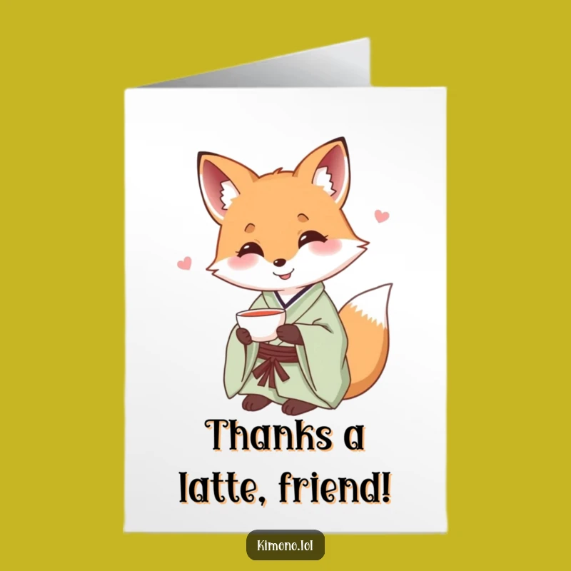 Free Printable Thank You Card: Fox Teacup Kimono - Kind Downloadable Gift