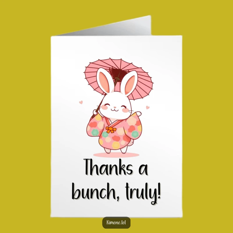 Free Printable Thank You Card: Dancing Rabbit Kimono - Grateful Downloadable Gift