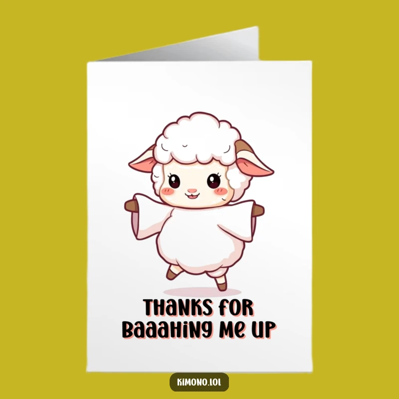 Free Printable Thank You Card: Happy Sheep Twirling for a Grateful Downloadable Gift