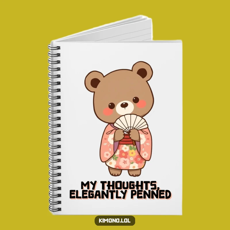 Funny Bear Floral Kimono Notebook: Elegant Journaling, Humorous Stationery Gift