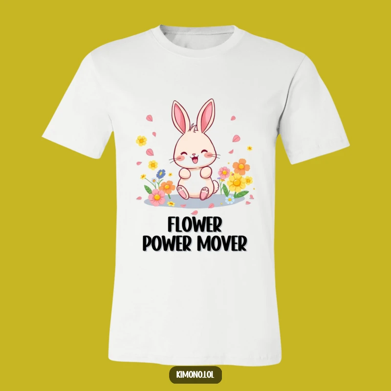 Funny Bunny Petal Scattering T-Shirt: Wearable Joyful Springtime Tee Gift
