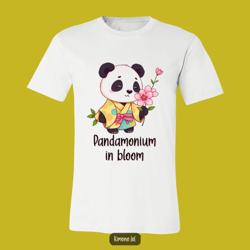 Funny Panda Kimono T-Shirt: Playful Flower Sniffer Graphic Tee, Humorous Gift