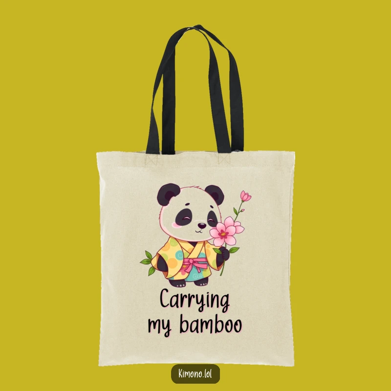Funny Panda Kimono Tote Bag: Playful Floral Design, Humorous Carryall Gift